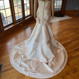 *Ivory Strapless Satin Detachable Skirt Mini Wedding Dress Bridal Gown Size 4 6